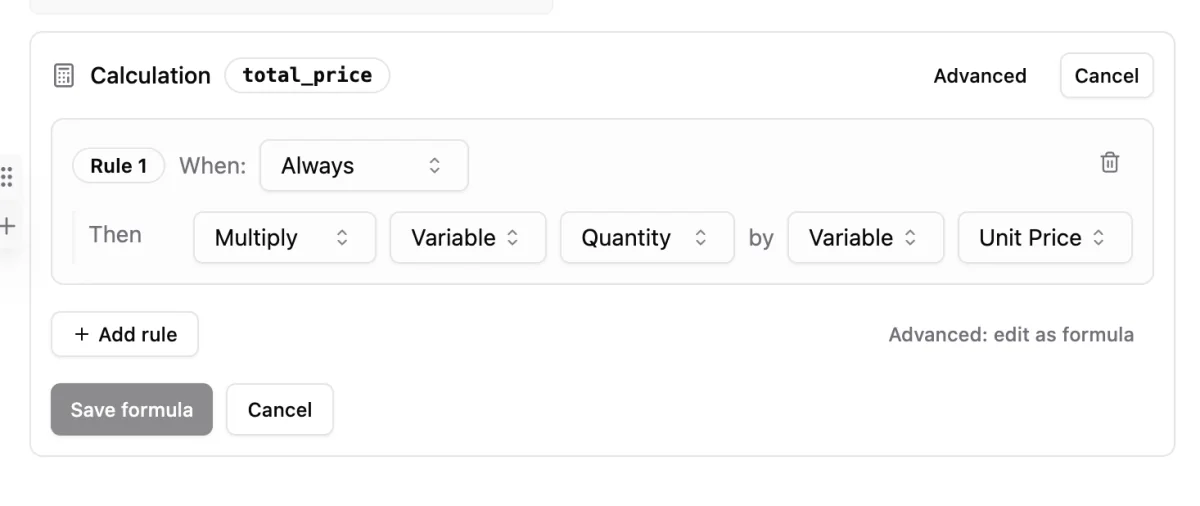 Calculation rule builder