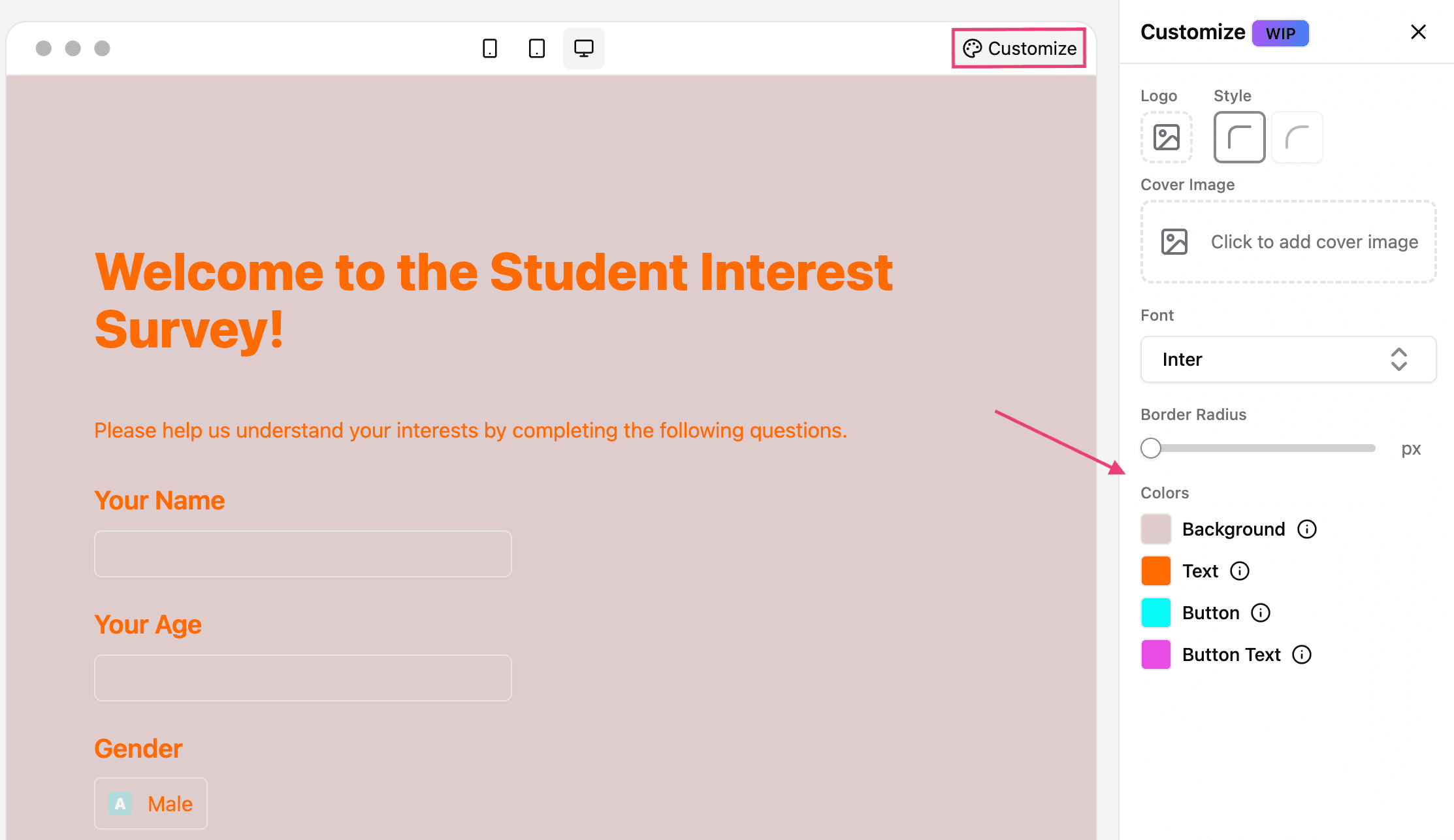 Customize Form Color