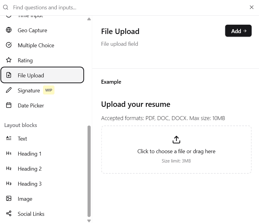 File Upload Selection