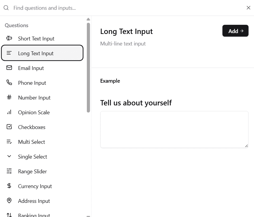 Long Text Input Selection