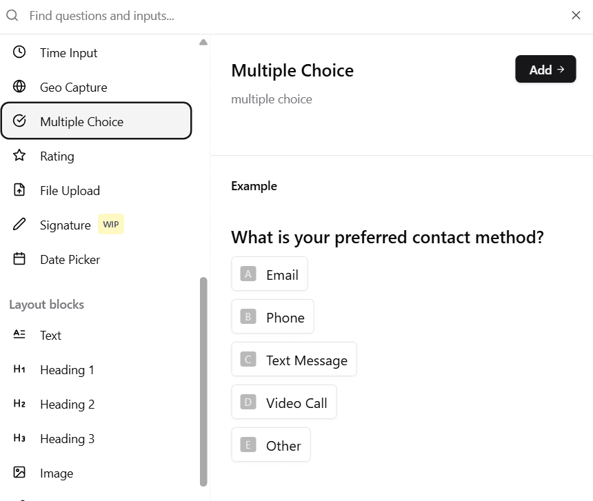 Multiple Choice Selection