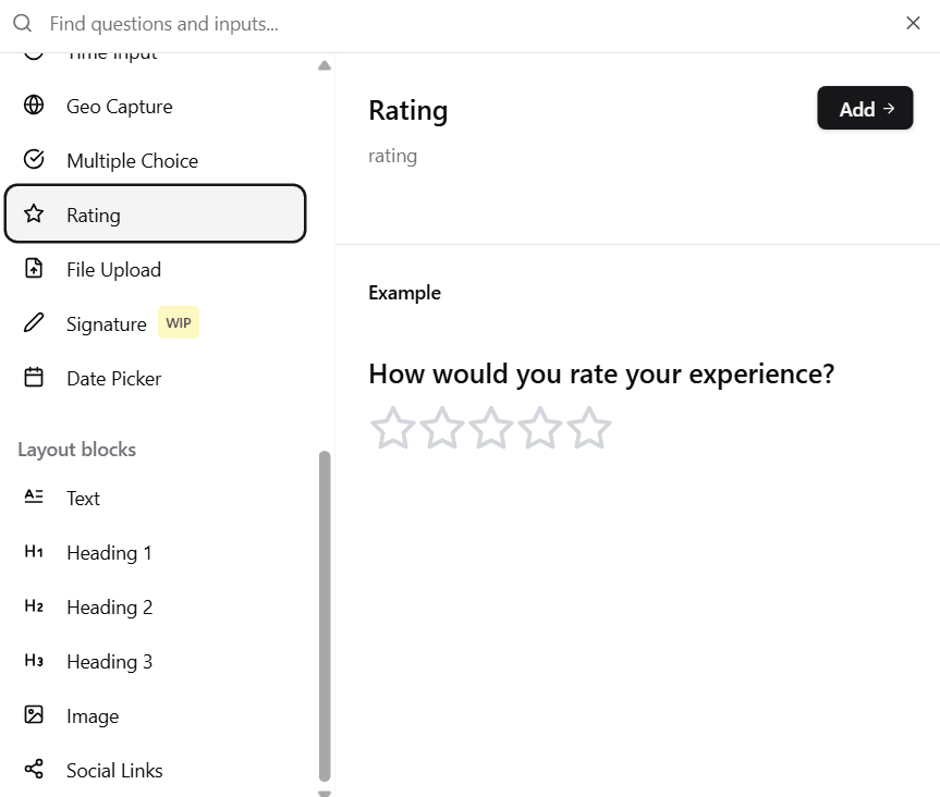 Rating Selection