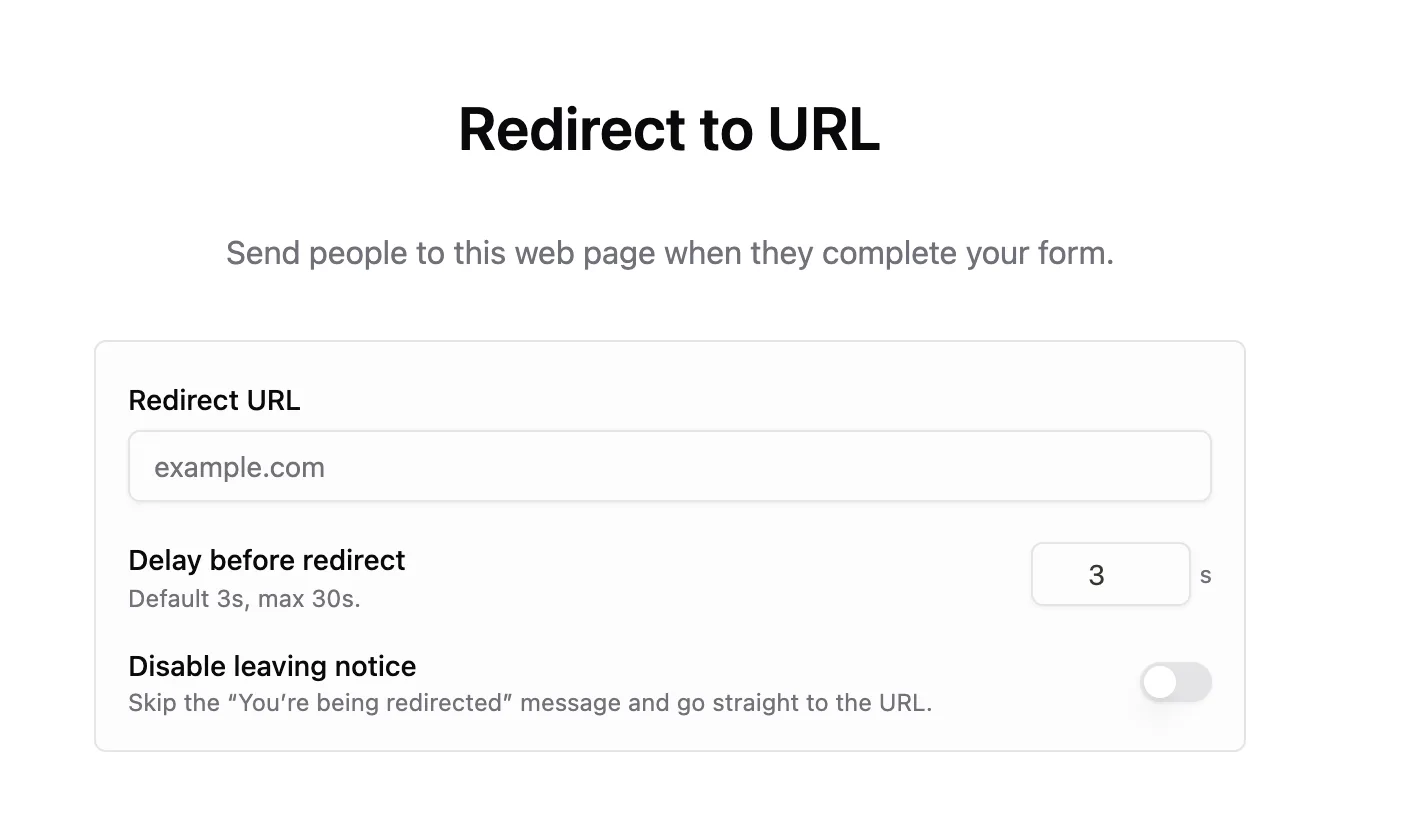 Redirect ending settings