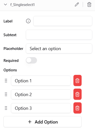 Single Select Configuration